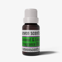 Coconut Lime fragrance oil bottle with a white cap on a white background