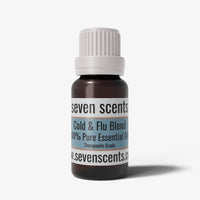 Cold and Flu essential oil blend bottle with a white cap on a white background