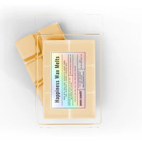 Pack of 'Happiness Wax Melts' by seven scents on a white background