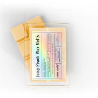 Pack of 'Juicy Peach Wax Melts' by seven scents on a white background