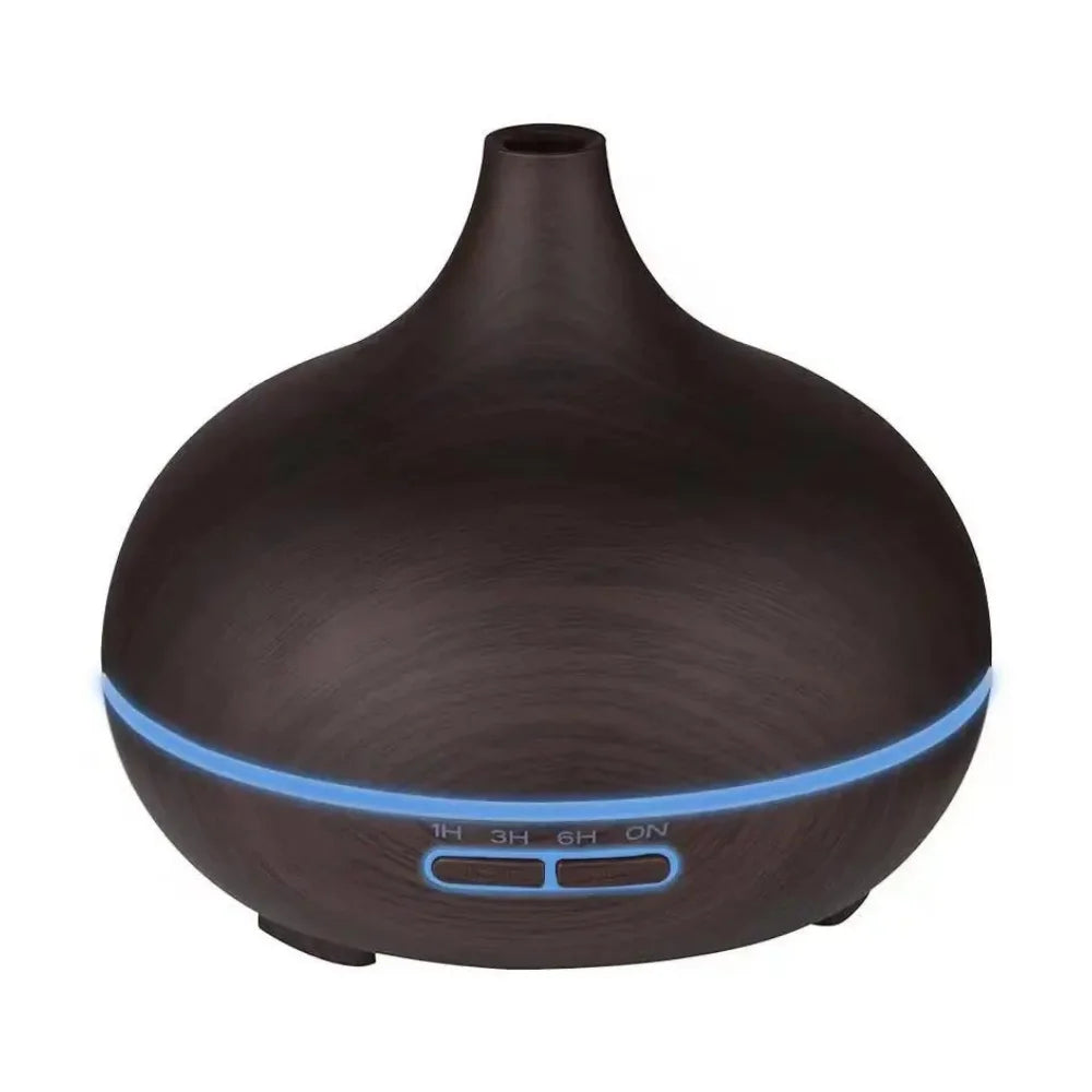 Lucy aromatherapy diffuser dark wood finish with ambient LED light display