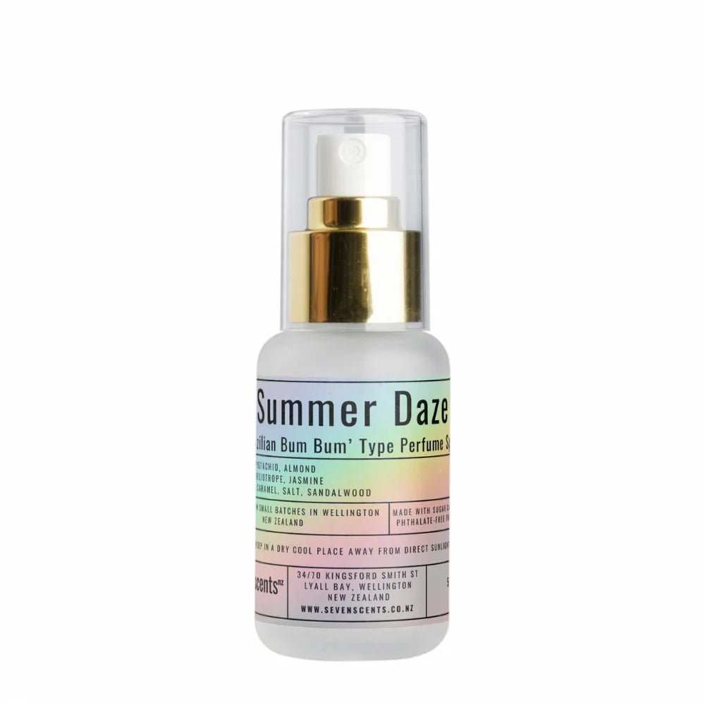 Summer Daze perfume spray bottle - tropical gourmand fragrance inspired by Brazilian Bum Bum by Sol de Janeiro