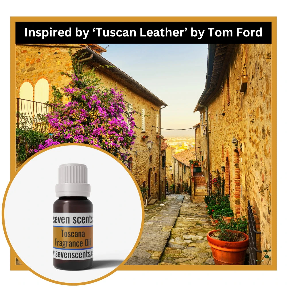 Toscana fragrance oil with street scene inspired by 'Tuscan Leather' by Tom Ford