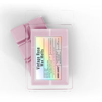 Pack of 'Vintage Rose Wax Melts' by seven scents on a white background