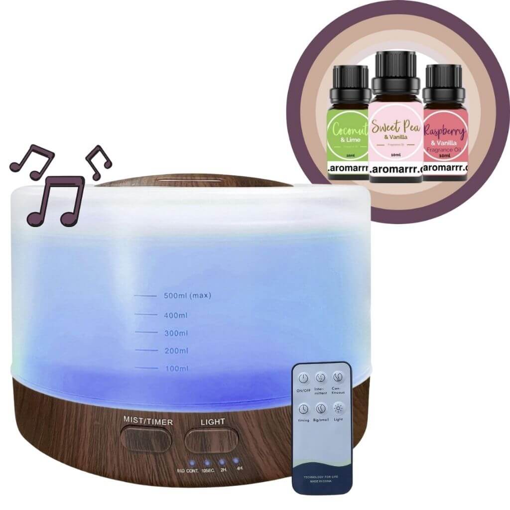 500ml Dark Bluetooth Diffuser with 3 Fragrance Oils in NZ